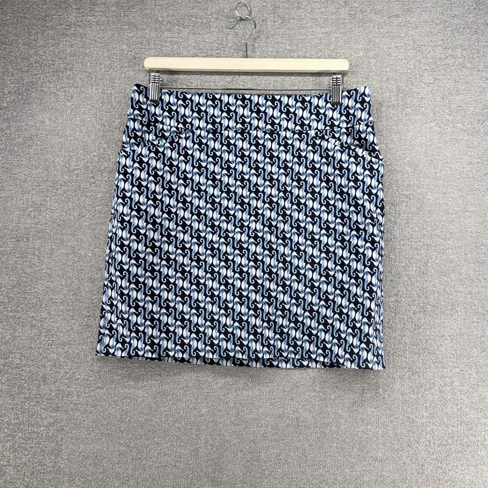 Chicos Perfect Stretch Golf Skort Women Size 1.5 Blue Geometric Tennis
